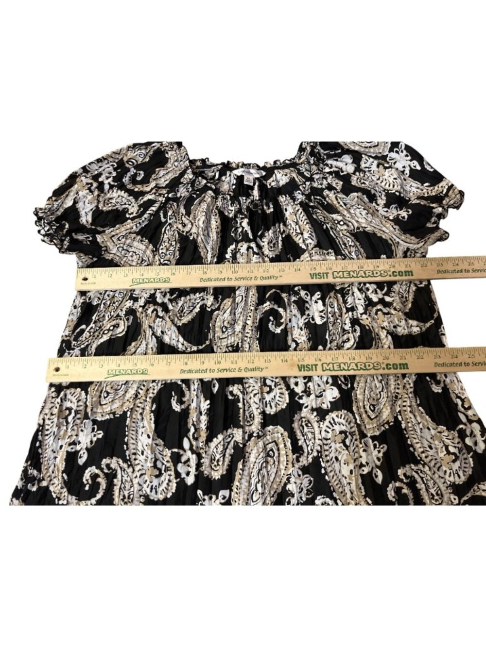 Croft & Barrow Black Paisley Peasant Top Womens XL Used - Picture 10 of 13